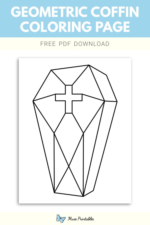 Elegant geometric coffin coloring page