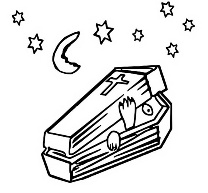 Coloring page halloween coffin