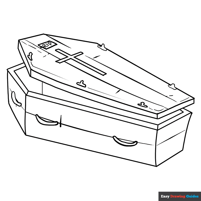 Coffin coloring page easy drawing guides