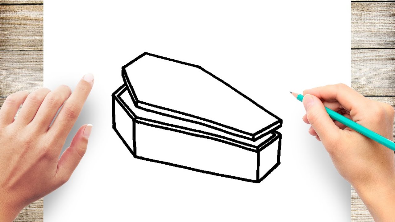 How to draw coffin step by step