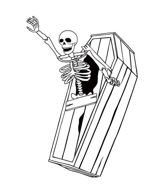 Skeleton in coffin stock illustrations royalty