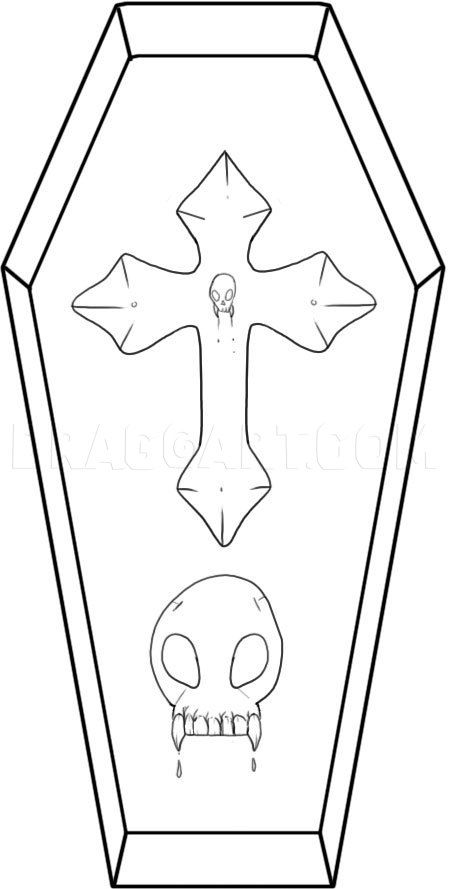 How to draw a coffin step by step drawing guide by dawn dragoart halloween pictures to draw halloween drawings pictures to draw