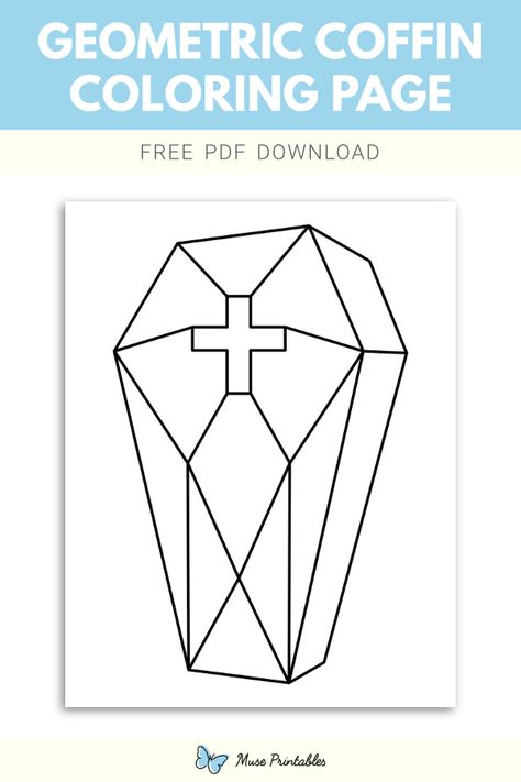 Elegant geometric coffin coloring page