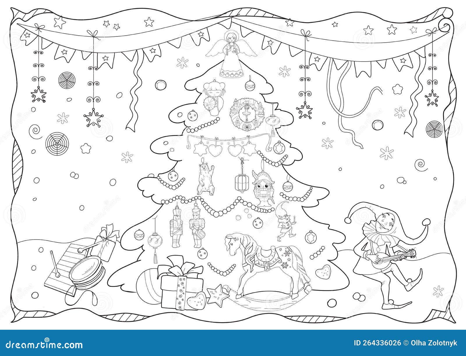 Christmas collaborative poster coloring poster stock vector