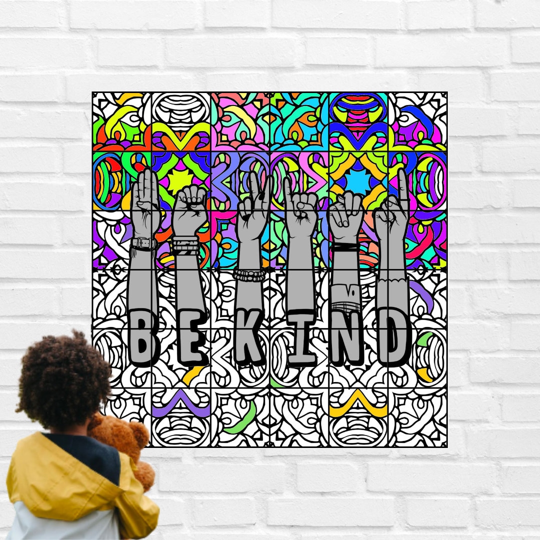 Be kind always collaborative poster for the classroom collaborative coloring poster mural for kids printable