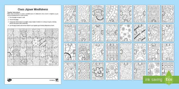Jigsaw mindfulness collaborative colouring activity pack