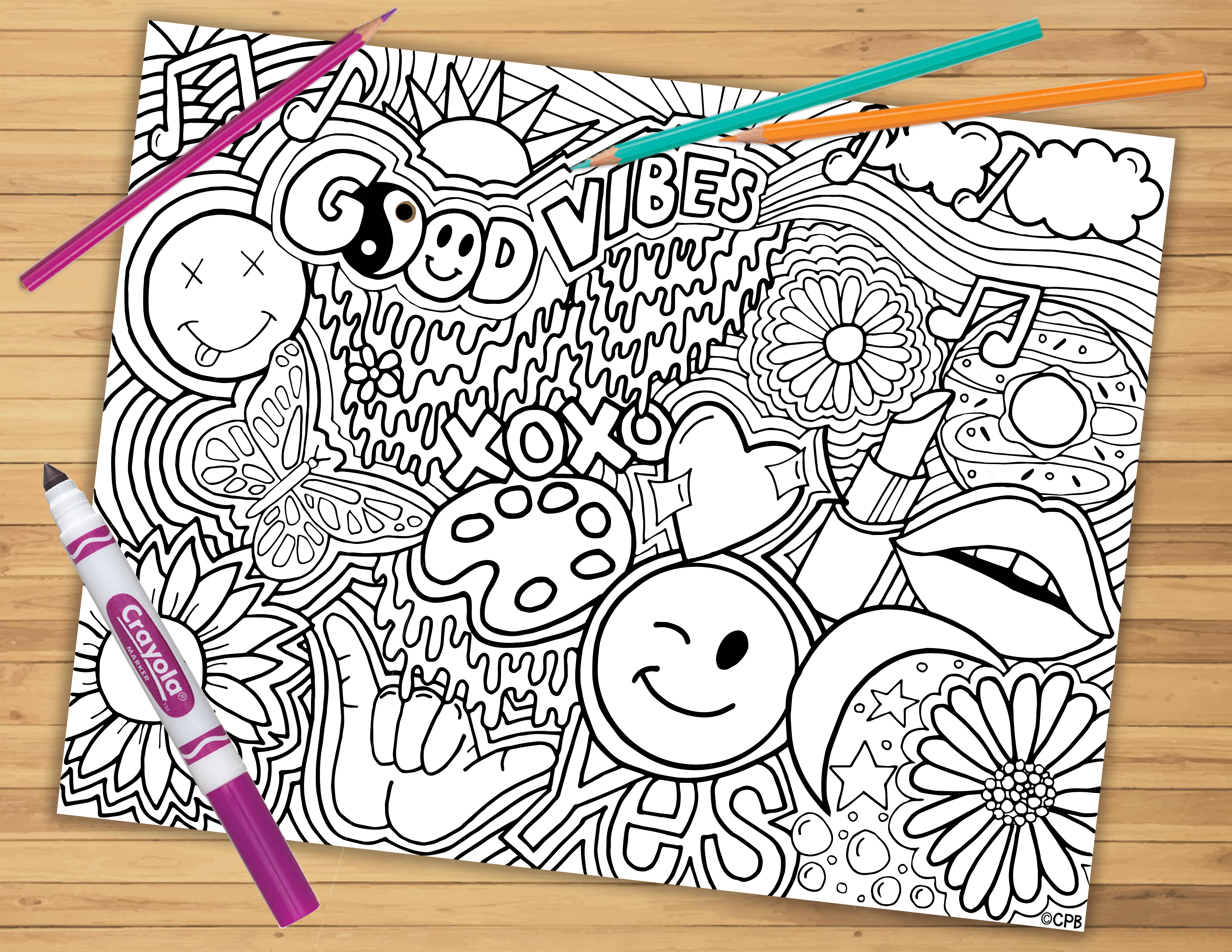 Hippie collage coloring sheet coreypaigedesigns reviews on