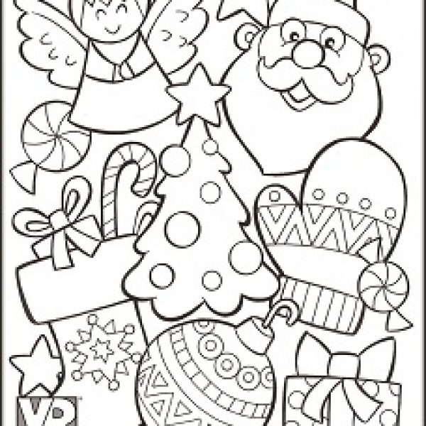 Christmas collage coloring page