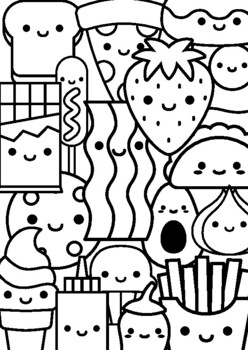 Smiley food collage coloring page by coach bs coloring tpt