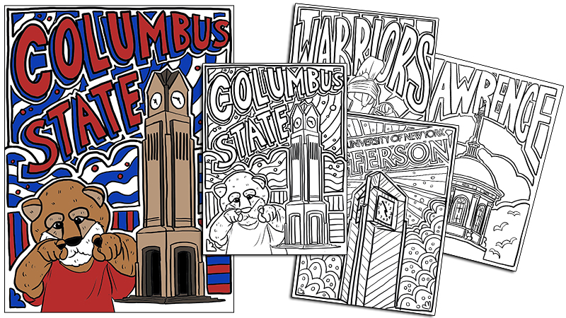 Custom coloring pages for colleges the college agency