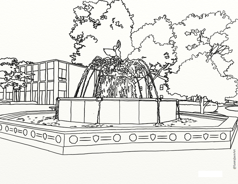 Â elmira college fountain coloring page â