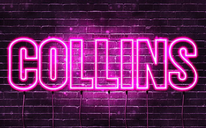 Herunterladen hintergrundbild collins k tapeten die mit namen weibliche namen collins name lila neon