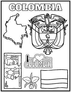 Colombia word search and coloring page hispanic heritage month activities