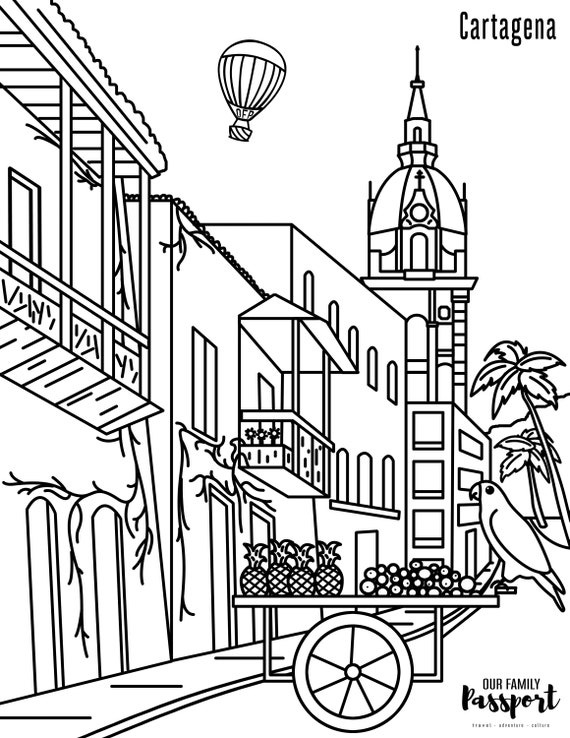 Cartagena colombia south america coloring page