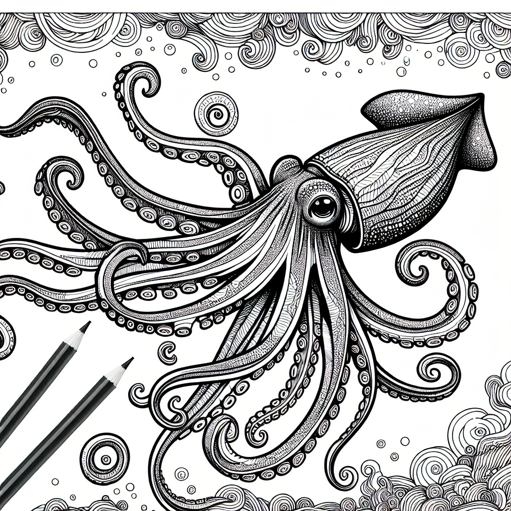 Giant squid coloring page