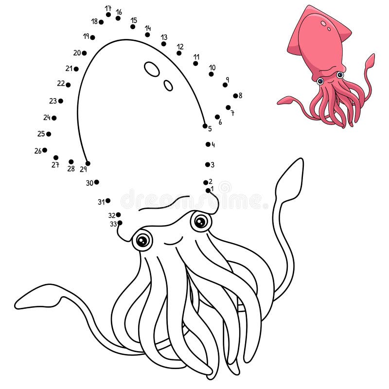 Giant squid coloring page isolated for kids stock vector