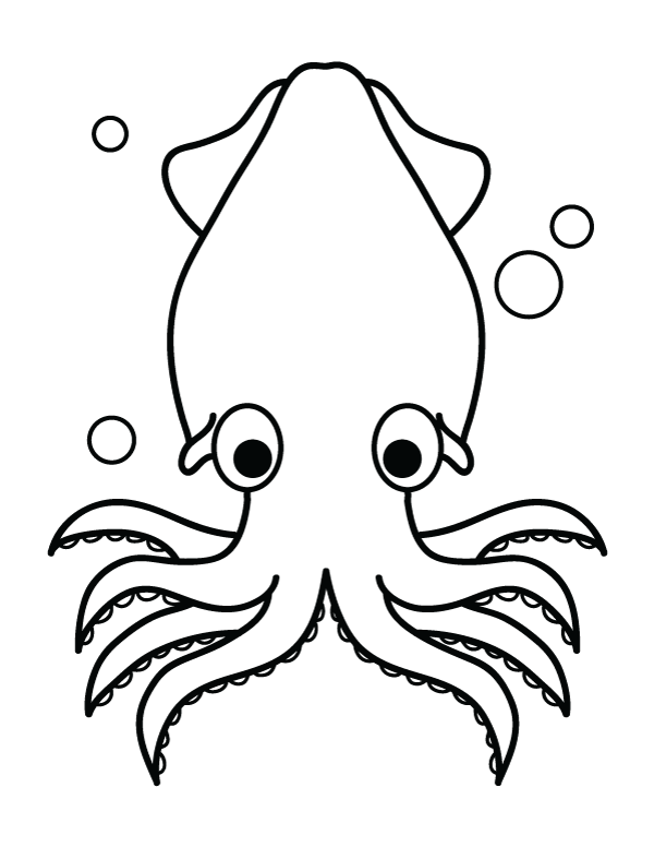 Printable squid coloring page