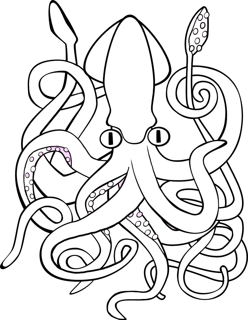 Giant squid louring page rooftop post printables