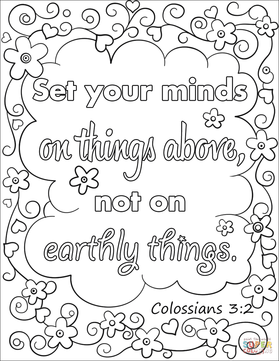 Set your minds on things above not on earthly things coloring page free printable coloring pages