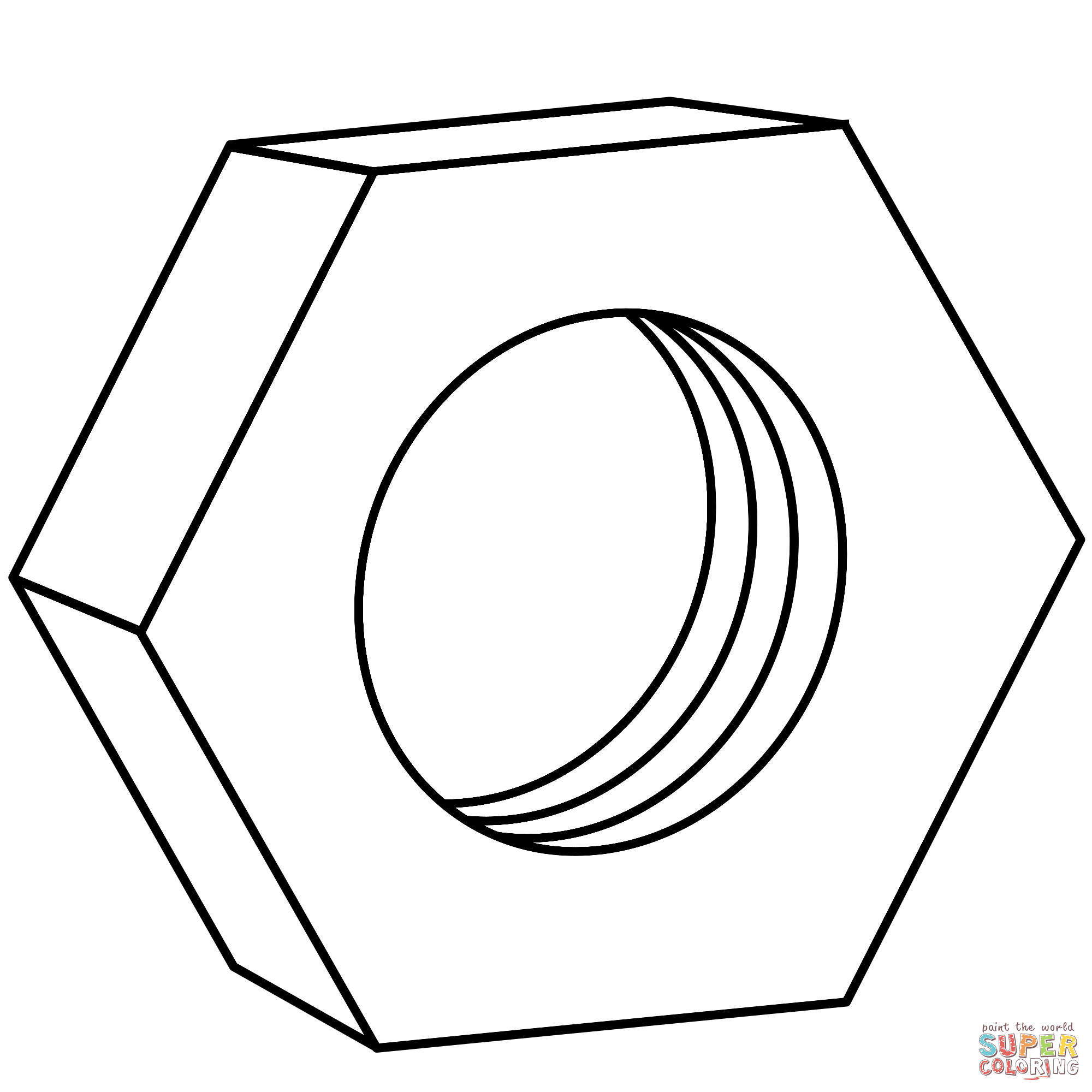 Hex nut for bolts coloring page free printable coloring pages