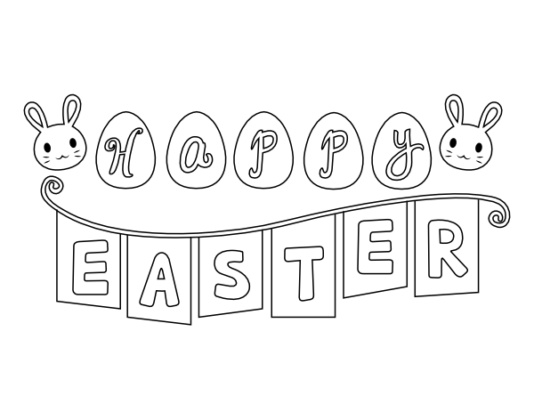 Printable happy easter banner coloring page