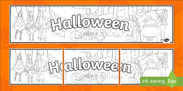 Halloween colouring display banner teacher made