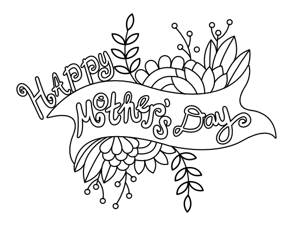 Printable happy mothers day banner coloring page