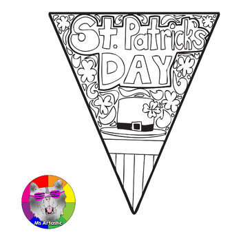 St patricks day coloring pages pennant banner activity worksheets