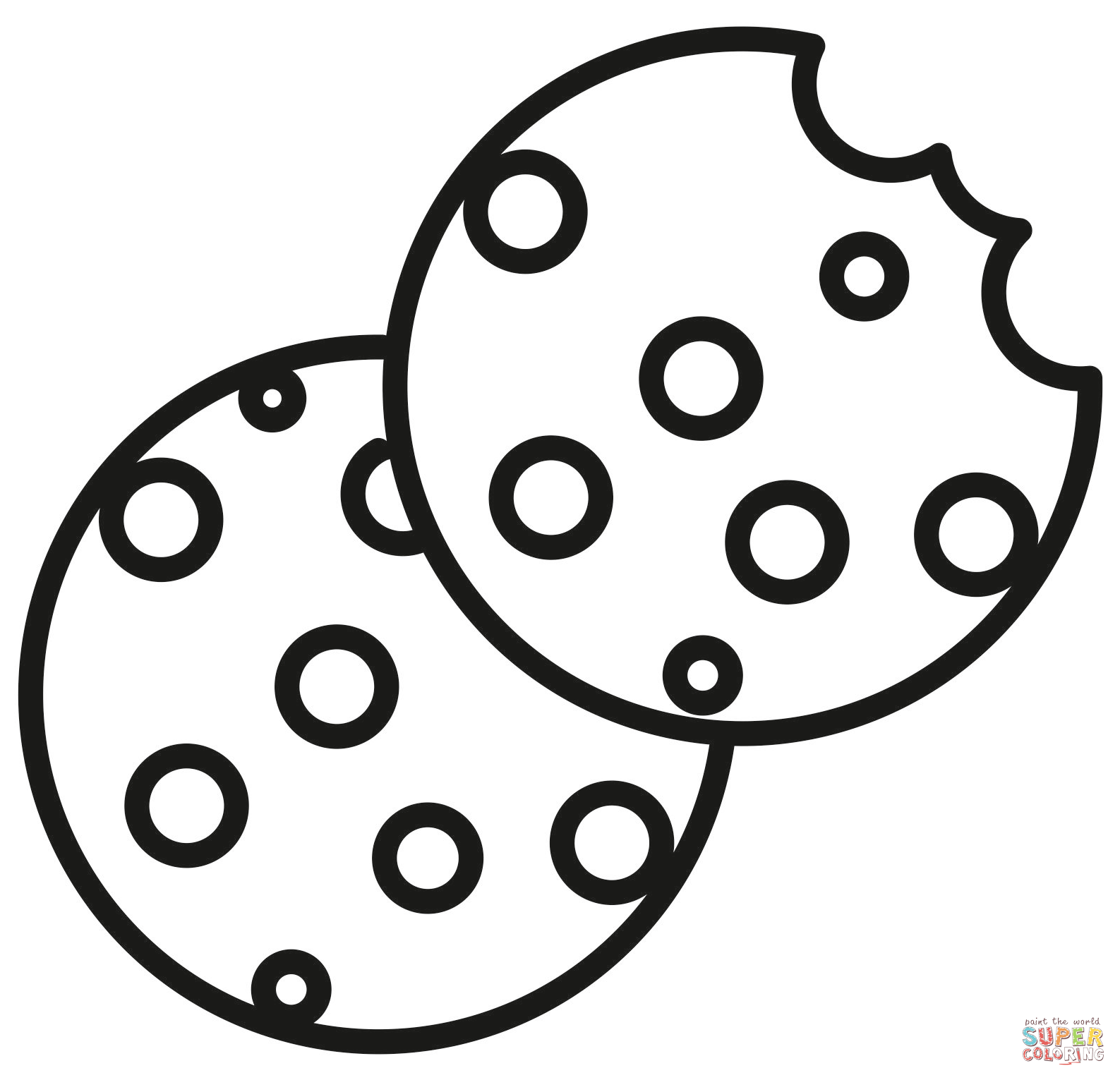 Chocolate chip cookie coloring page free printable coloring pages