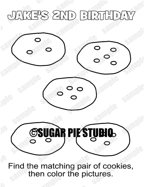 Personalized cookies coloring page birthday party favor colouring activity sheet personalized printable template