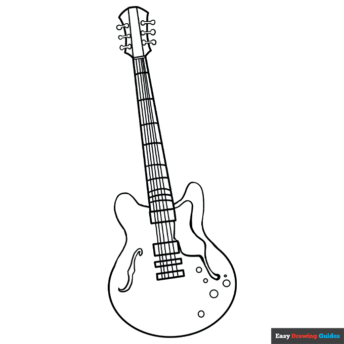Electric guitar coloring page easy drawing guides
