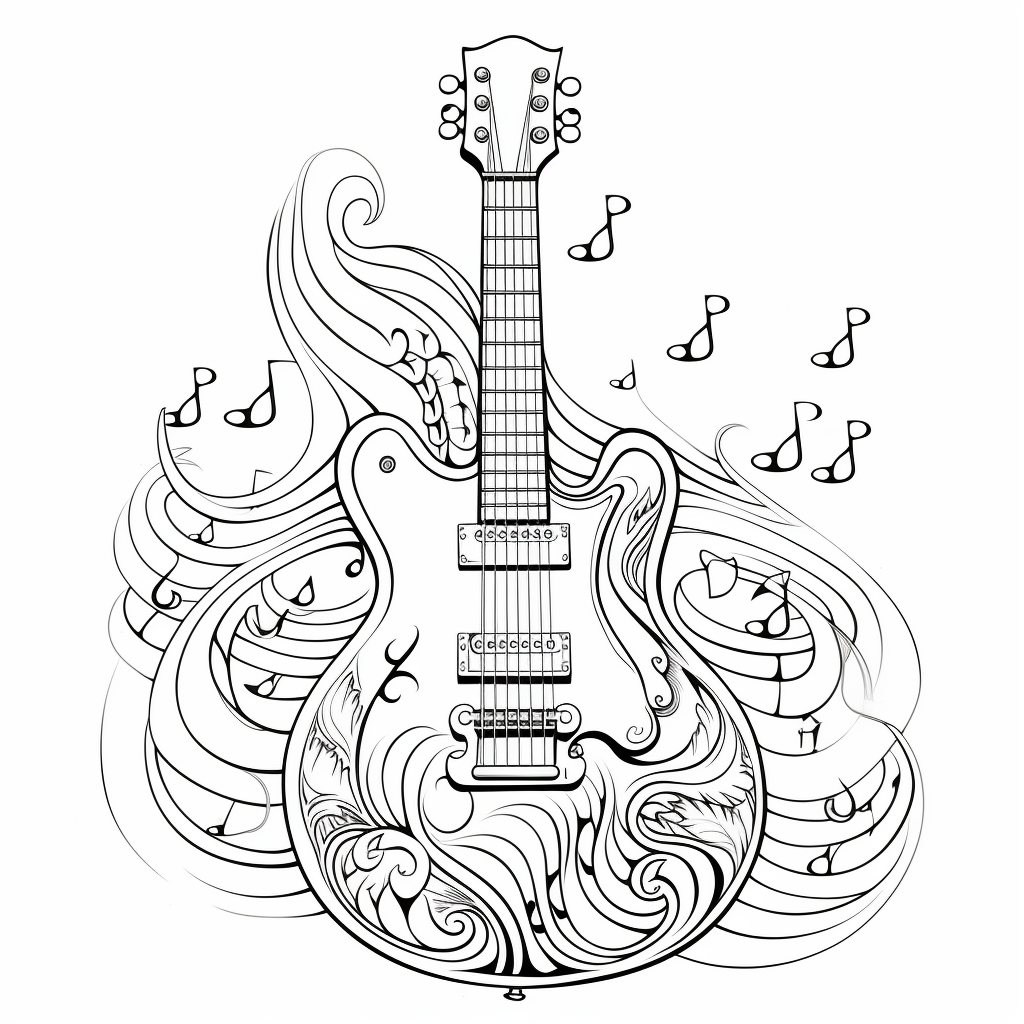 Guitar coloring pages for adults