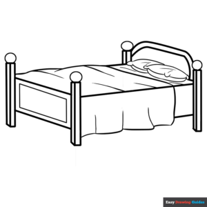 Bed coloring page easy drawing guides