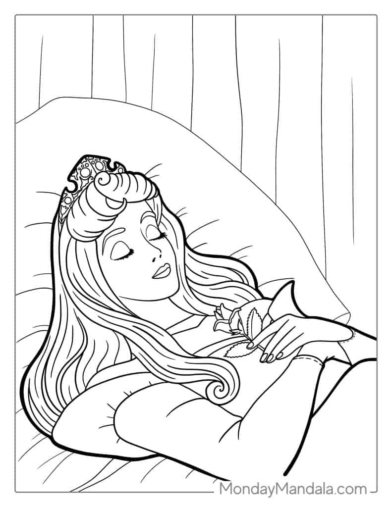 Sleeping beauty coloring pages free pdf printables