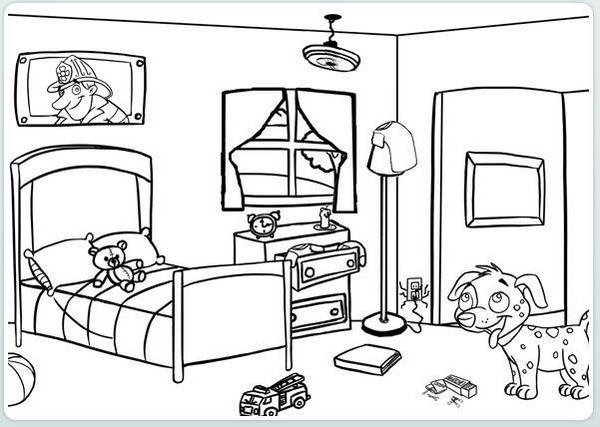 Bedroom coloring page for kids coloring pages for kids coloring pages colouring pages