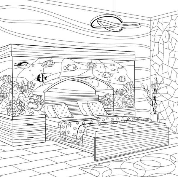 Bedroom coloring page royalty