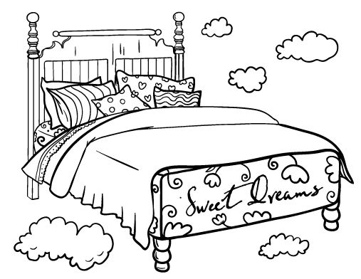 Free bed coloring page