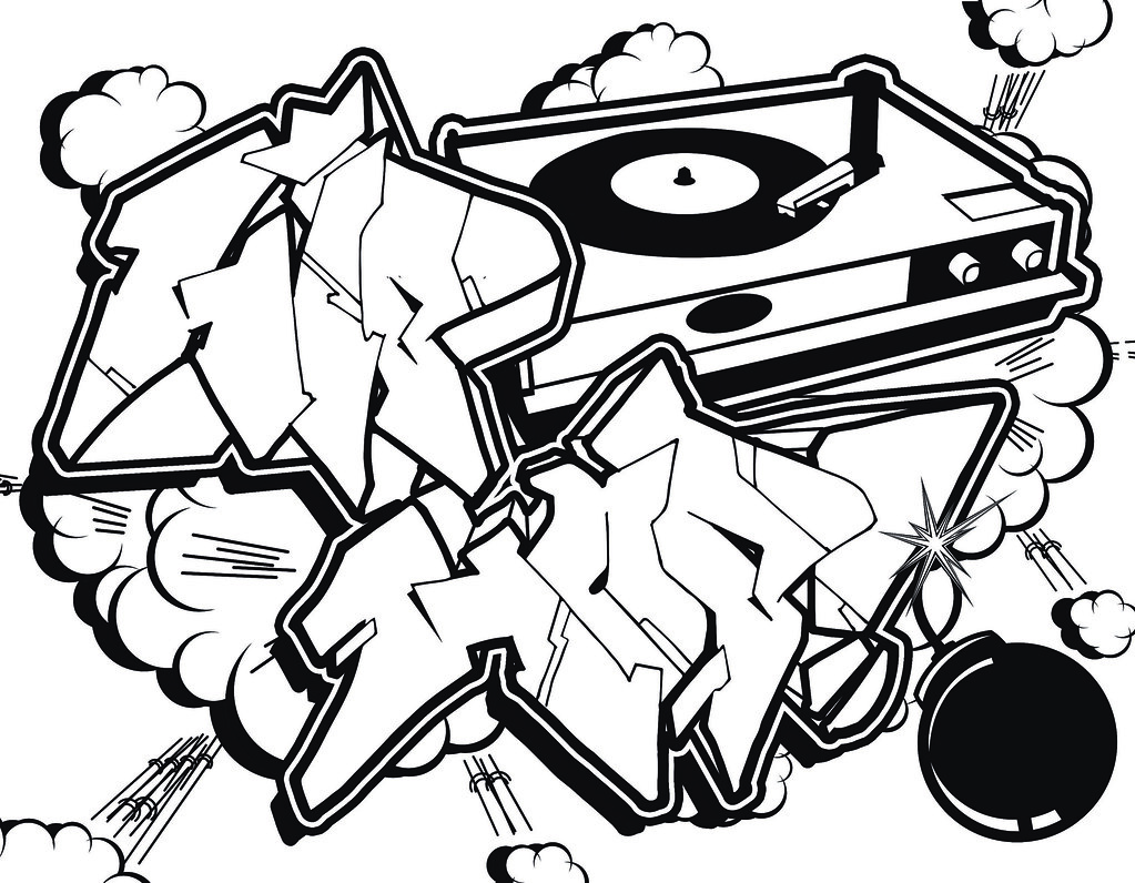 Hip hop graffiti coloring page this is the final renderingâ