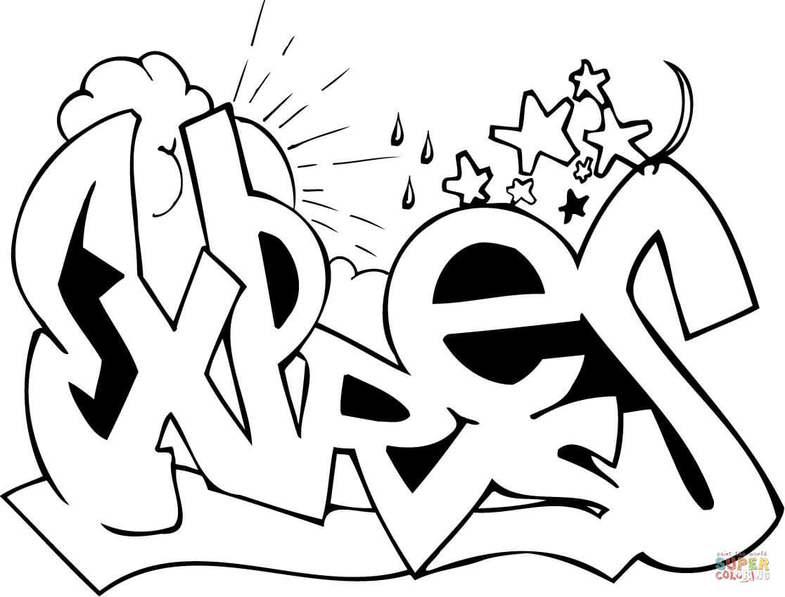 Express graffiti coloring page free printable coloring pages