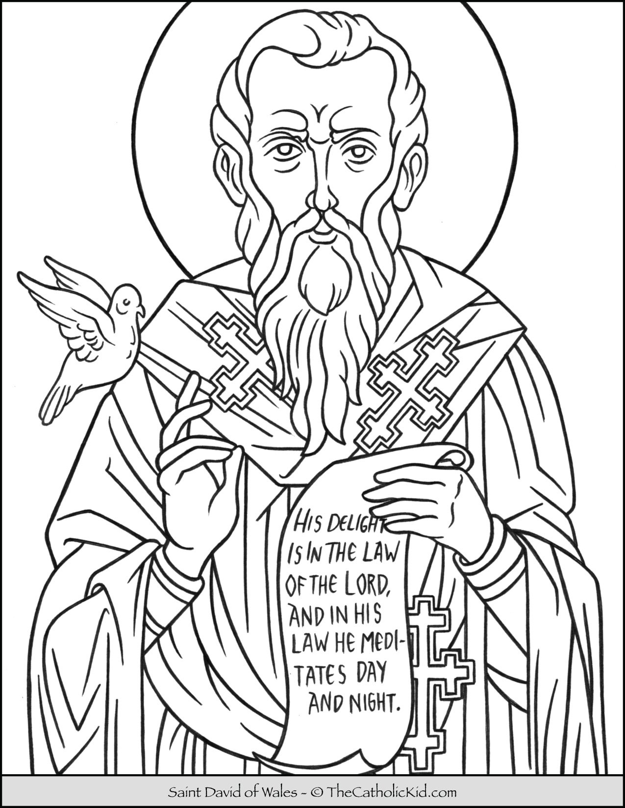 Saint david of wales coloring page