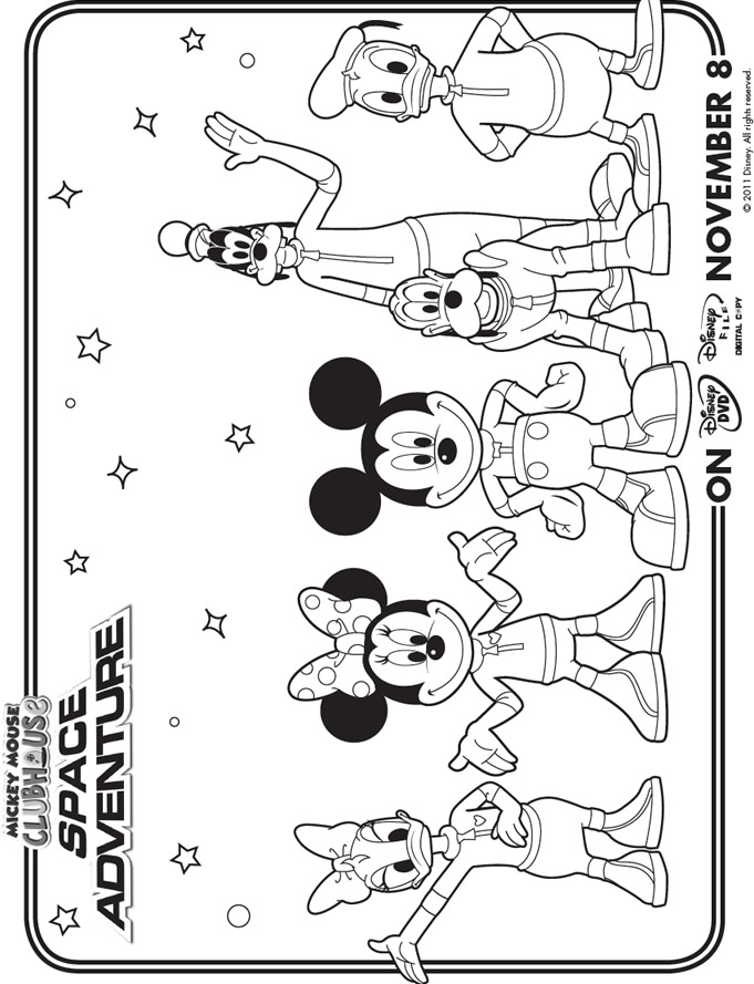 Mickey mouse clubhouse space adventure coloring page â printables for kids â free word search puzzles coloring pages and other activities