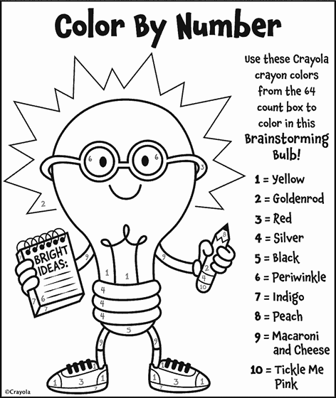 Bright ideas color by number coloring page