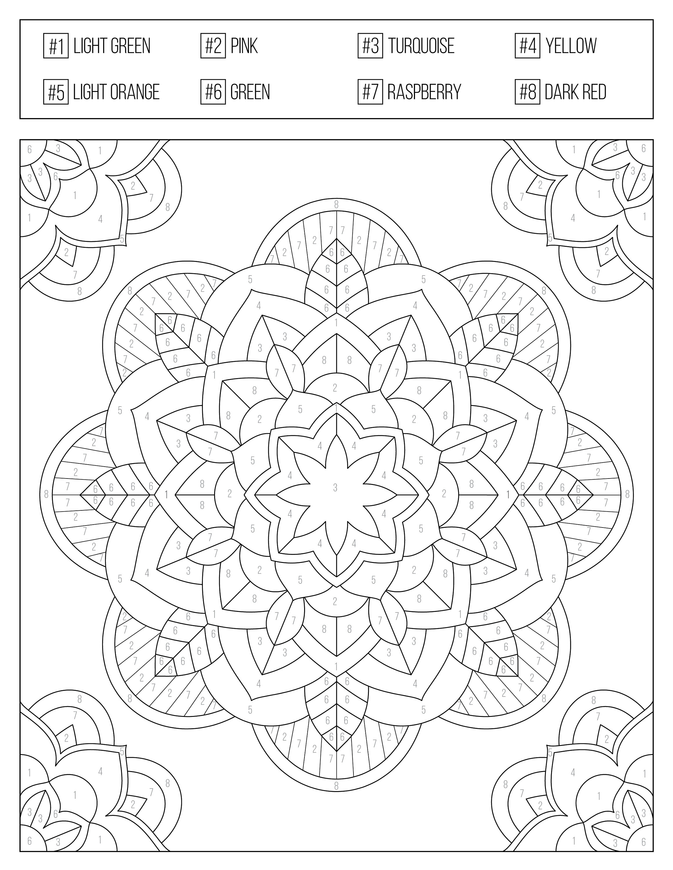 Color by numbers printable coloring book for adults teens