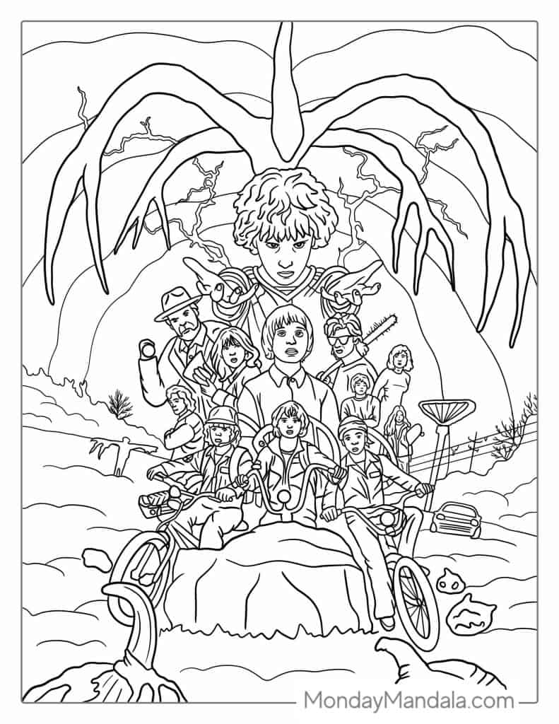 Stranger things coloring pages free pdf printables