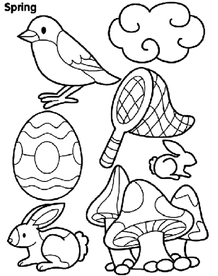 Spring things coloring page