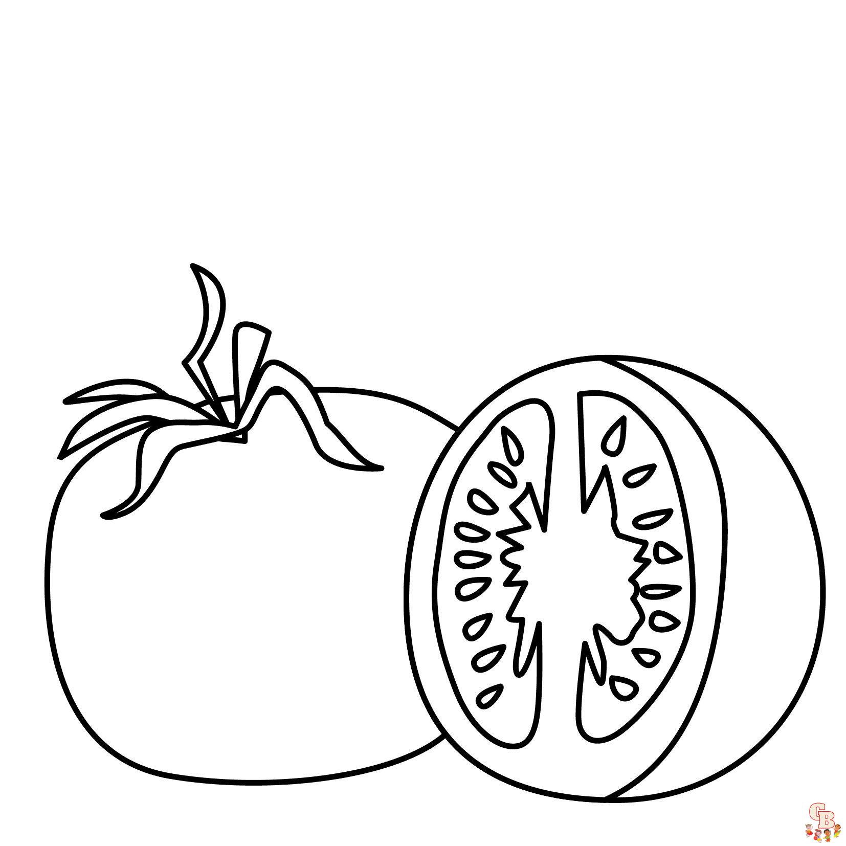 Juicy fun with tomato coloring pages