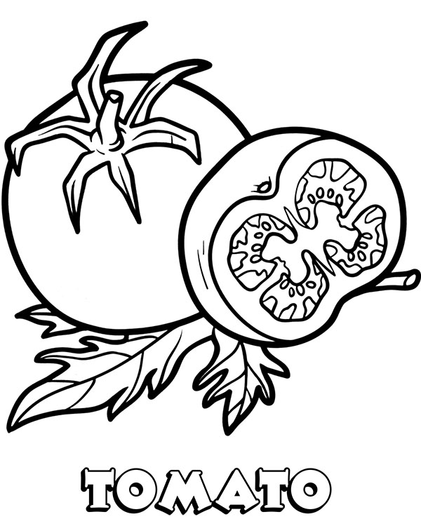 Printable tomato coloring page vegetable