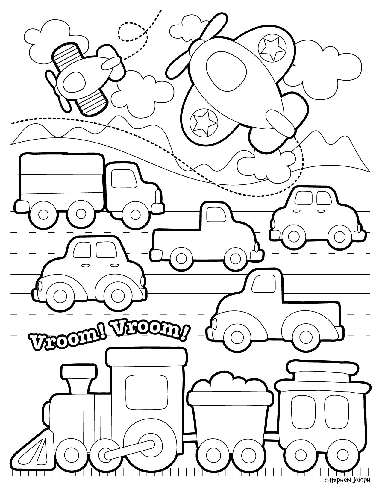 Transportation coloring page