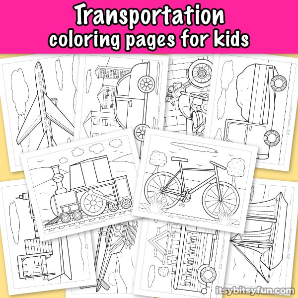 Transportation coloring pages for kids