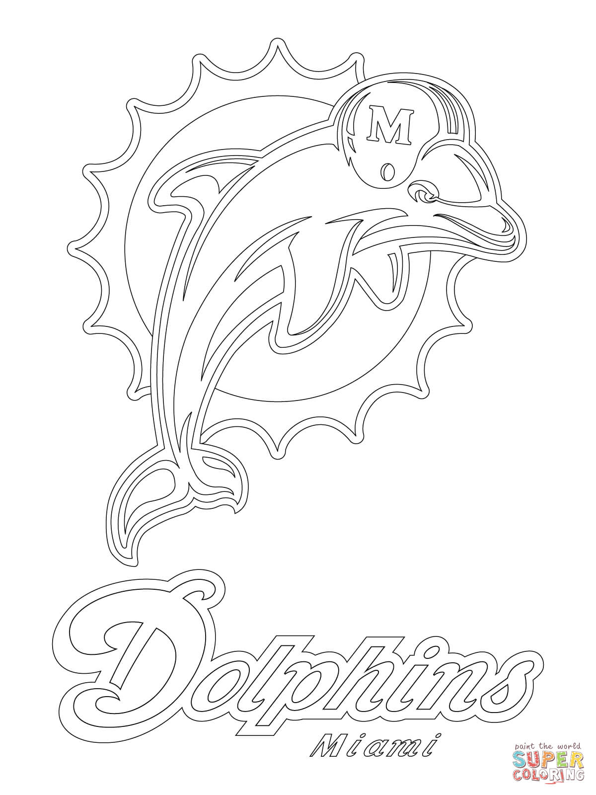 Miami dolphins logo coloring page free printable coloring pages